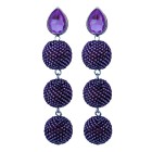 Amethyst Beaded Ball Tiered Earrings