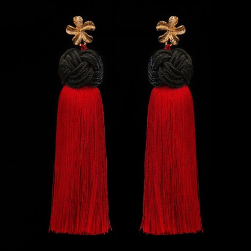 Handmade Tassel Earrings (Red)